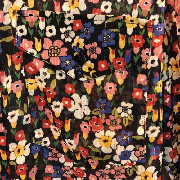 The Kooples XXS Floral Metallic Button Up Blouse - Picture 6 of 13